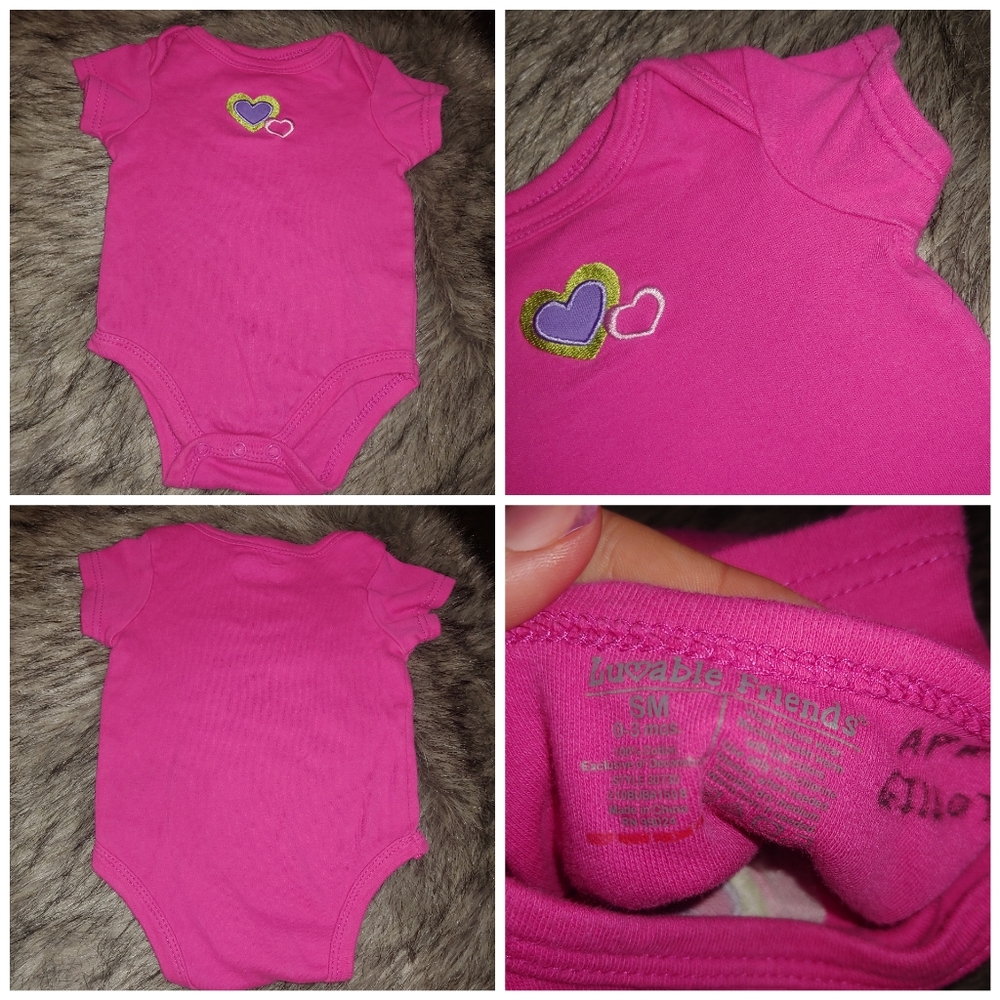 Luvable Friends hot pink embroidered onesie